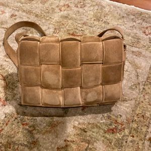 Bottega Veneta cassette crossbody /clutch caramel sued bag